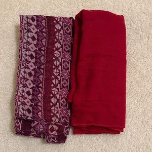Red and Purple Patterned Infinity Scarves